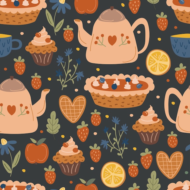 Cozy autumn Hand drawing Simple pattern Vector illustration