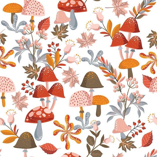 Vector cozy autumn leaves vector illustration eps 10 seamless pattern background of fall flower season design for fashion