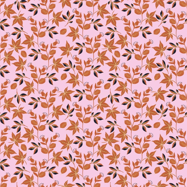 Cozy Autumn leaves Vector illustration EPS 10 seamless pattern background of Fall flower season Design for fashion