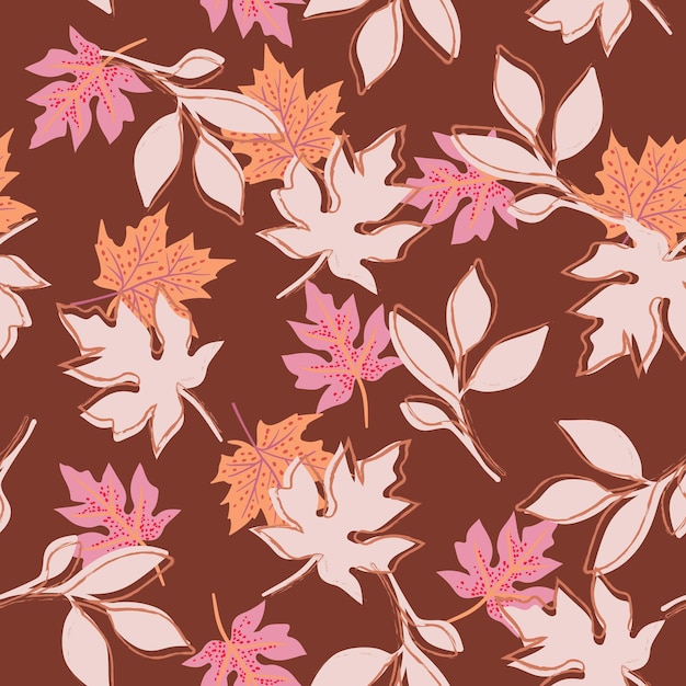 Cozy Autumn leaves Vector illustration EPS 10 seamless pattern background of Fall flower season Design for fashion