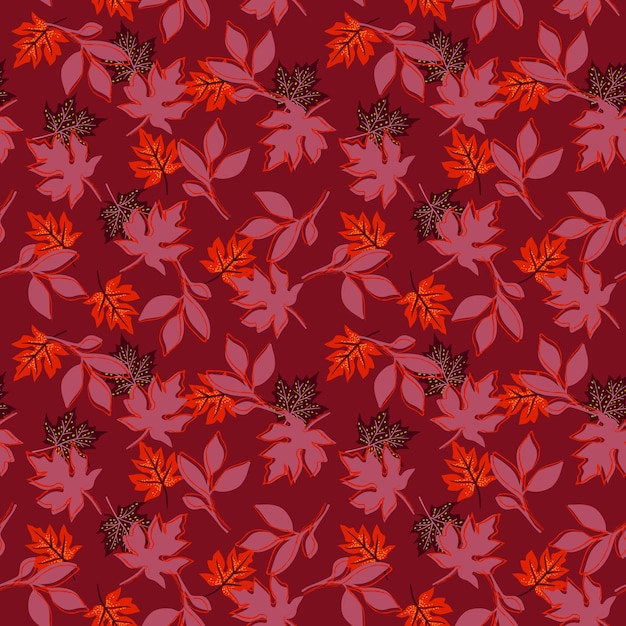 Vector cozy autumn leaves vector illustration eps 10 seamless pattern background of fall flower season design for fashion