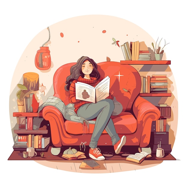Cozy Book Lover vector illustration