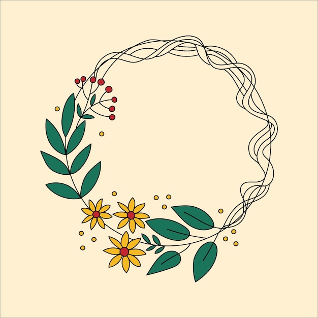 Cozy bright autumn wreath. hand drawn vector doodle