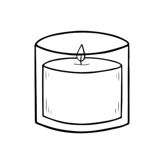 Cozy candle doodle Hygge home decoration wax candle for relax and spa in sketch style