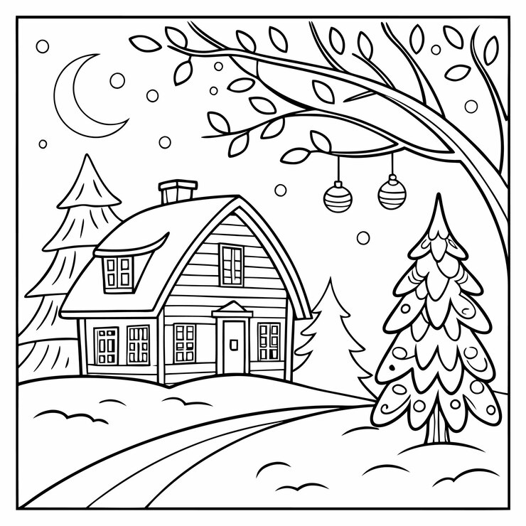 Vector cozy christmas night