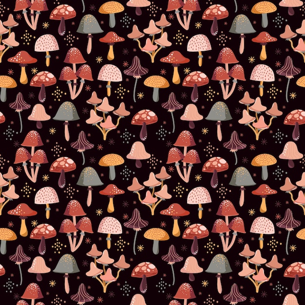 Vector cozy and cute autumn plants and leaves vector illustration eps 10 seamless pattern