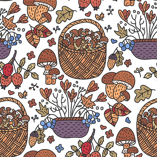 Cozy fall vector illustration Autumn doodle detailed illustration