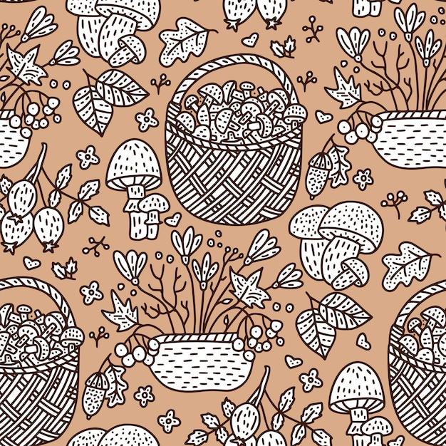 Vector cozy fall vector illustration autumn doodle detailed illustration