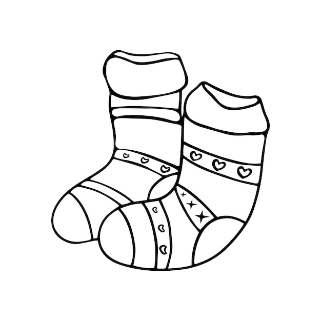 Cozy knitted socks in doodle style