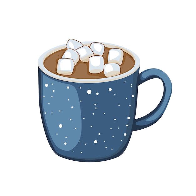 Cozy Mug of Hot Chocolate with Marshmallows Vector Illustration