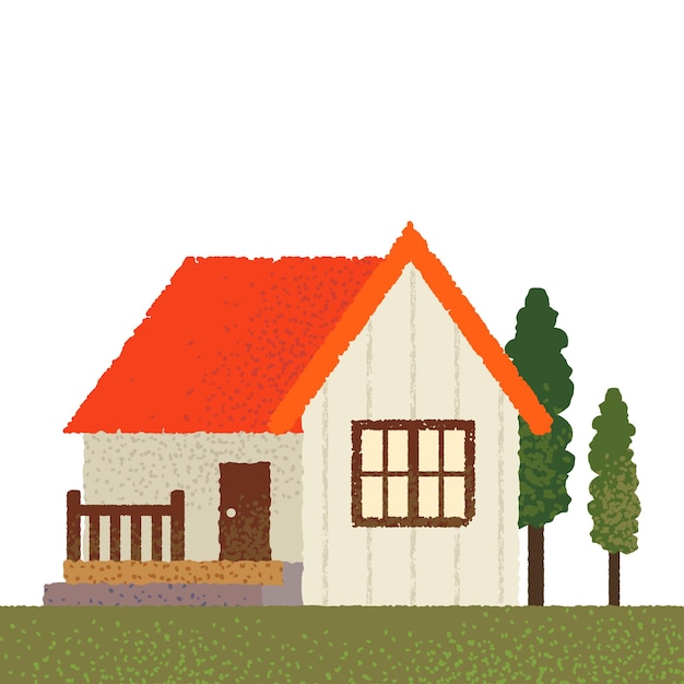 Vector cozy red roof house illustration