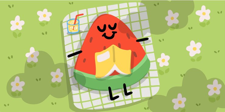 Cozy Sleeping Watermelon Outdoor Doodle Illustration