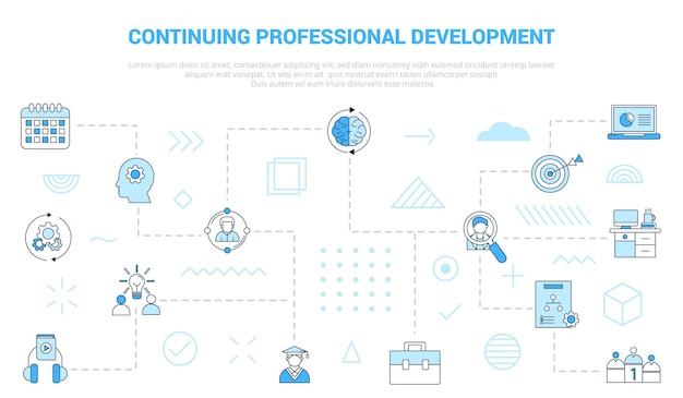Cpd continous professional development concept with icon set template banner with modern blue color style