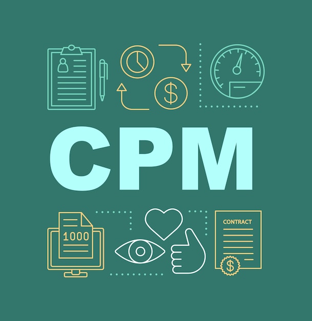 CPM word concepts banner Pay per one thousand views impressions Isolated lettering typography idea with linear icons SMM Social media marketing Avertising campaign Vector outline illustration