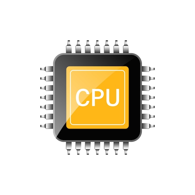 CPU for computer and smartphone icon in flat style Processor chipset vector illustration on isolated background Microchip sign business concept