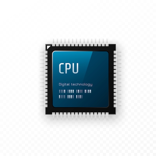 CPU geïsoleerd op transparante achtergrond. Microchip unit concept