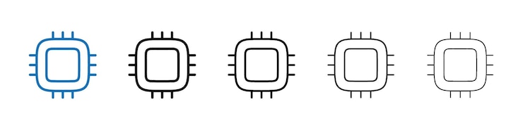 Vector cpu icon outline vector logo for web ui