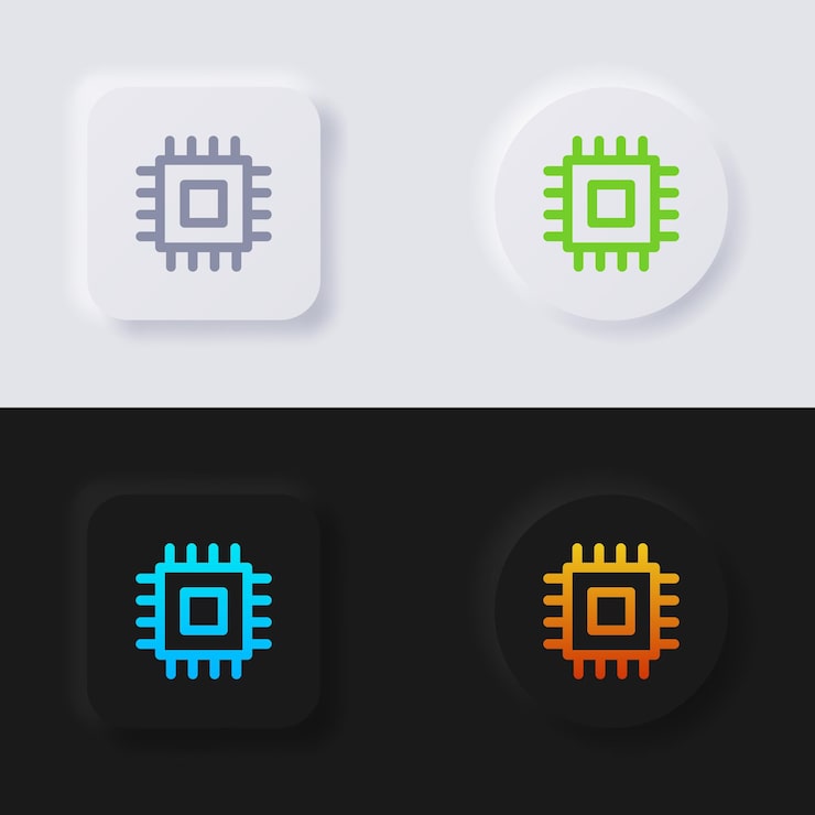 Vector cpu 按图标设置 多色形态按<unk软界面设计为网页设计 应用程序界面和更多按<unk 矢量