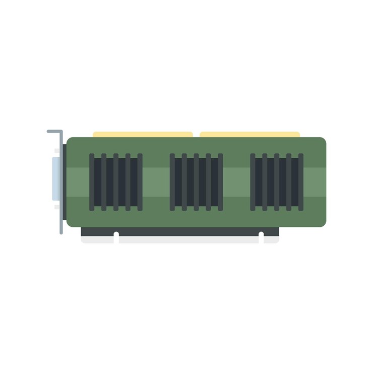 Vector cpu video card icon flat vector gpu fan chip ram isolated