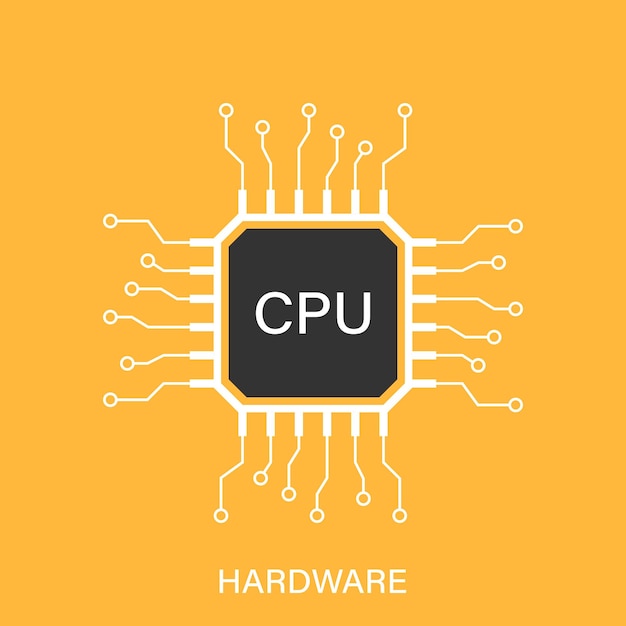 CPU voor computer en smartphone icoon in platte stijl Processor chipset vector illustratie op geïsoleerde achtergrond Microchip teken bedrijfsconcept