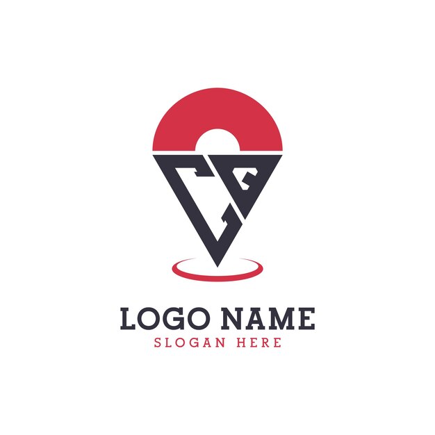 CQ Location Icon Design ナビゲーションマップアプリとロケーションベースのビジネスのための近代的なCQピンポイントロゴ