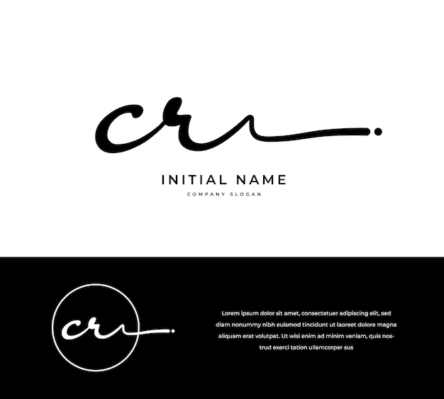 Vector cr cr beginletterhandschrift en handtekeninglogo