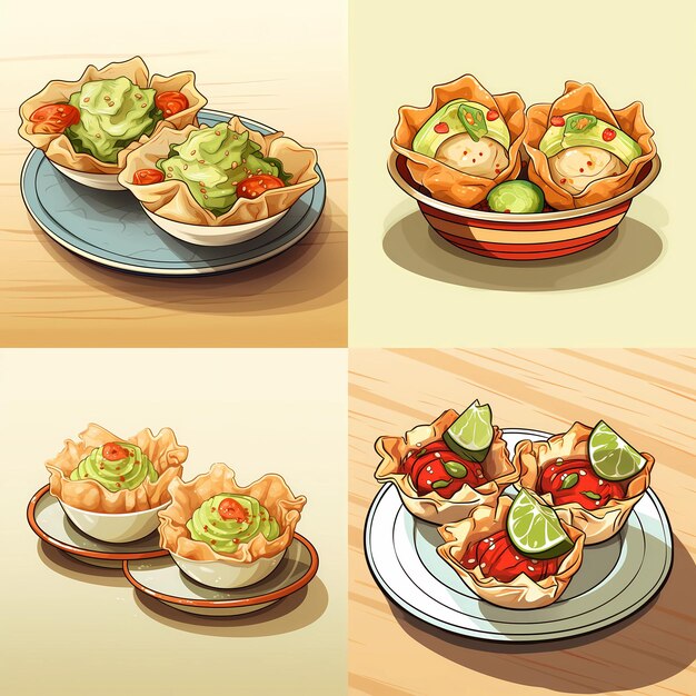 Vector crab_and_avocado_wonton_cups