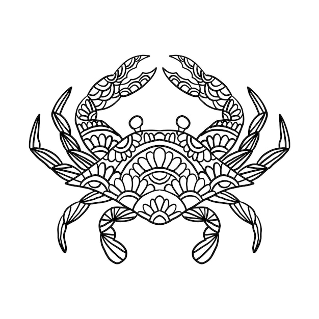 Crab Animal Head Zen Doodle Coloring Page