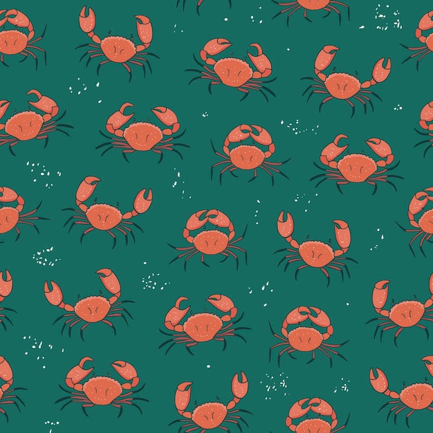 Vector crab animal sea life seamless pattern