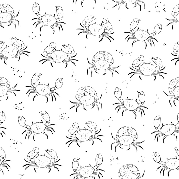 Crab animal sea life seamless pattern