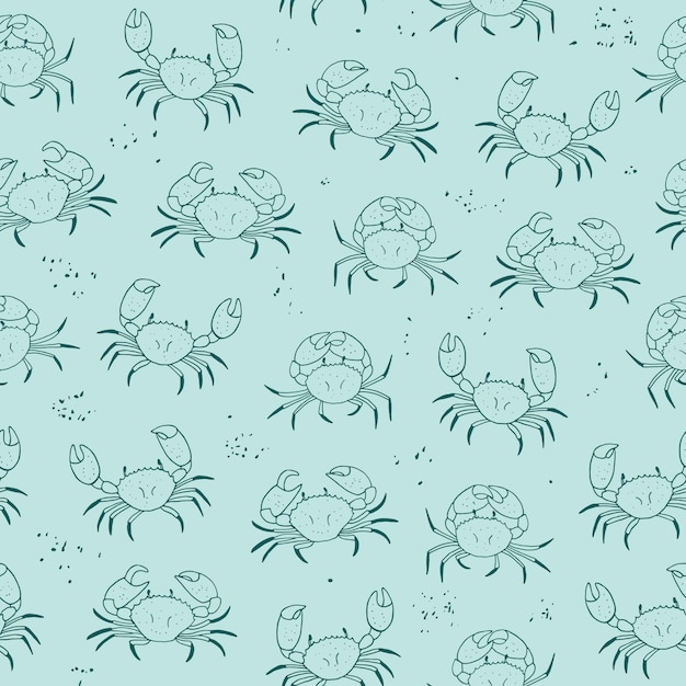 Crab animal sea life seamless pattern