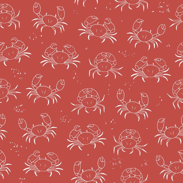 Crab animal sea life seamless pattern