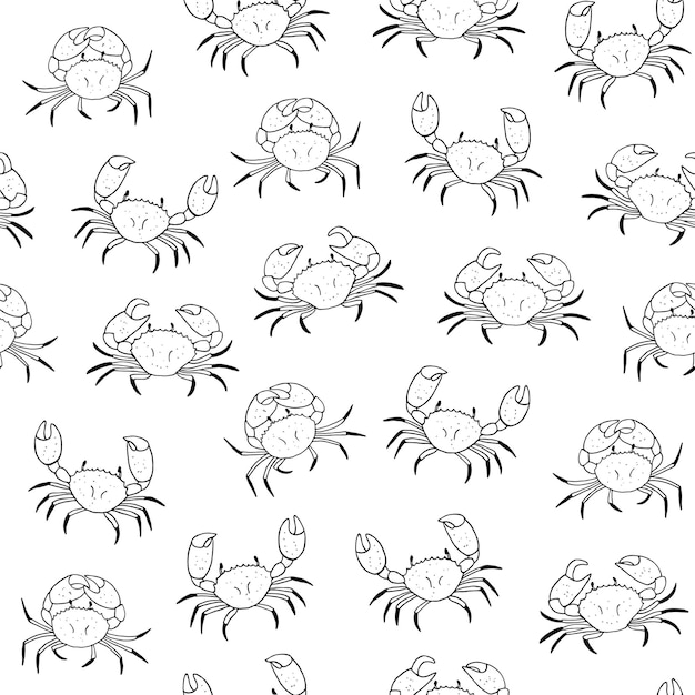 Crab animal sea life seamless pattern