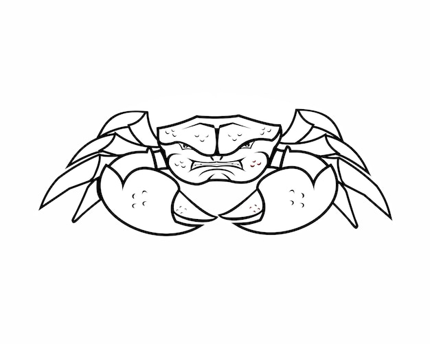 Vector crab black and white hand draw