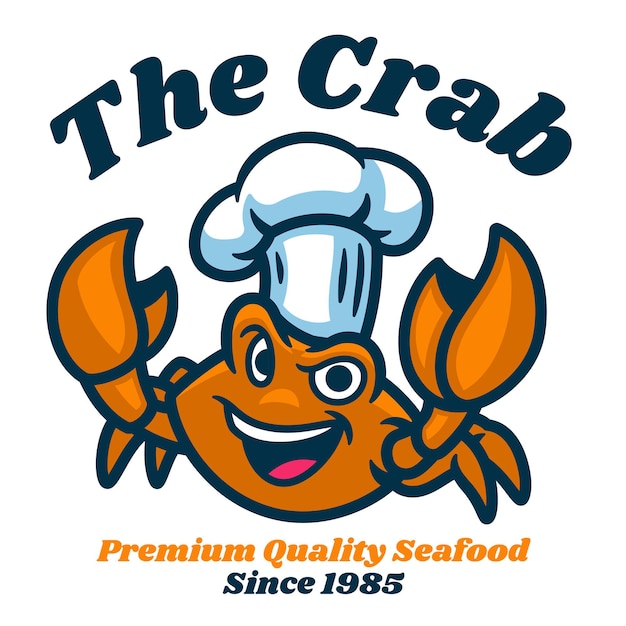 Vector crab cartoon mascot seafood logo