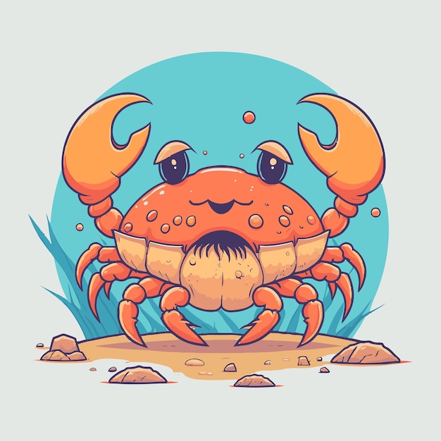 Crab character logo mascot in vector cartoon style illustration sea animal