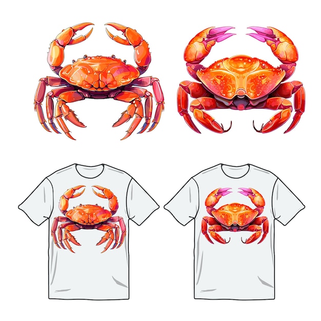 Vector crab colorful wotercolor neon illustration in t shirt design