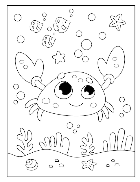 Crab coloring pages for kids