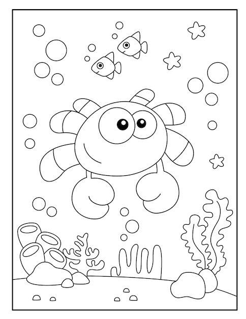 Crab coloring pages for kids