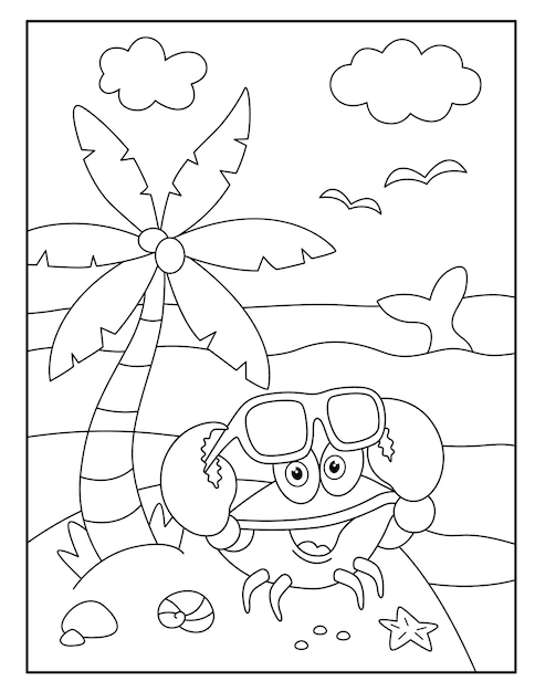 Crab coloring pages for kids