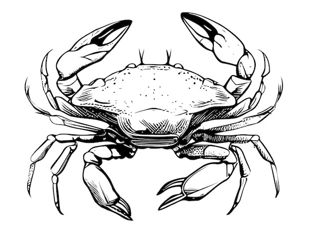 Vector crab hand drawn sketch illustration sea animals