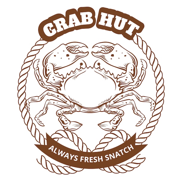 Crab hut emblem. vector illustration