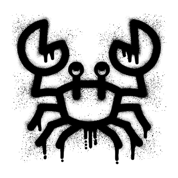 Crab icon graffiti with black spray paint