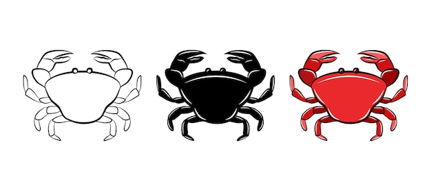 Vector crab isolated icon set