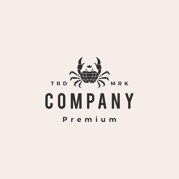 Crab king hipster vintage logo