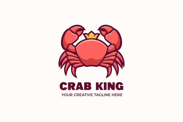 Vector crab king seafood mascot character logo template