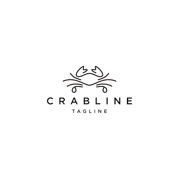 Crab line art logo vector icon design template