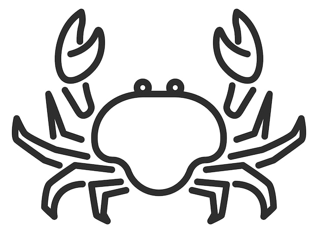 Icona della linea del granchio animale subacqueo simbolo dei crostacei isolato su sfondo bianco