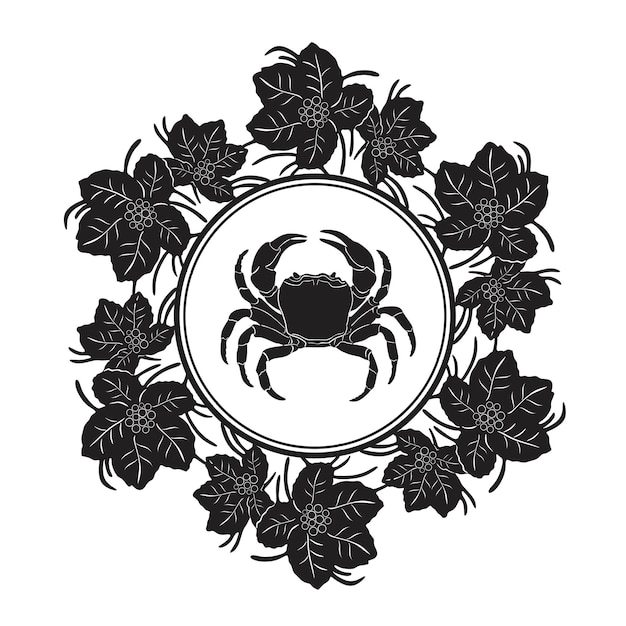 花柄モデル29手作りシルエットのカニのロゴ