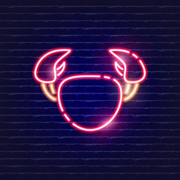 Vector crab neon icon glowing vector illustration icon for mobile web and menu design seafood concept